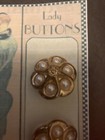 Lot Of Two Gold Tone   Faux Pearl Vintage Buttons On Repo Card