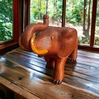 1960s Shanghai Handicrafts Collection Hand Woven Wicker Large Elephant Box Lucky