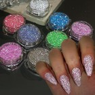 Reflective Glitter Powder Set  8 Colors Sparkle Diamond Nail Glitter Dust  Si   