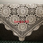 Vintage Hand Crochet Lace Tablecloth Square Table Cloth Topper Flower Doily 23 
