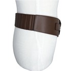 Wide Leather Belt Brown S Waist Cinch V Slouch Silver Buckle Stretch Statement
