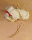 Maltese Dog Hanging Ornament Figurine With Gold Cord   Bone Base