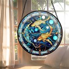 Pisces Zodiac Suncatcher  Stained Glass Celestial Window Hanging