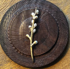 Artisan Michael Michaud Pussy Willow Brooch Brushed Goldtone   Cultured Pearls