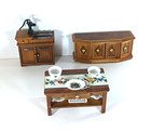 Vintage Concord Miniatures 1 12 Dollhouse Furniture Lot Cabinet Dry Sink Table D