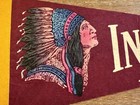 Vintage 1950 s Indian Lake 17 Inch Pennant W  Native American Chief Graphic Mint