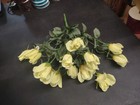 1970s Vintage Lemon Yellow Silk Rosebud Bush 16  W 14 Roses  Wired Rose Stems