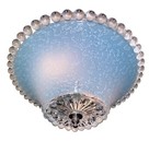 Vintage Art Deco Blue Frosted Textured Glass Semi-flush Mount Light Fixture