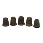 5 Antique 19th Century Bronze Thimbles Antique Sewing Lot Spain