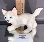 Ceramic White Persian Cat Figurine Blue Eyes Pink Ears Vintage