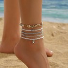 Skyfun Ankle Bracelets For Women Stretch Boho Bead Turtle Anklets Layered Foot C