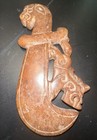 Unique Vintage Old Central Asia Old Stone Carving Dragon Knife Figure 6x3 In