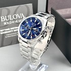 Bulova Marine Star 43mm Chronograph Blue Dial Men s Quartz Watch 96b256