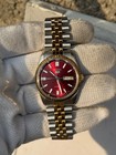 Rare Vintage Seiko 5 6309 Automatic Red Sunburst Dial Two-tone Jubilee Watch