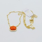 New Kendra Scott Pumpkin Gold Plated Short Pendant Necklace In Orange Shell