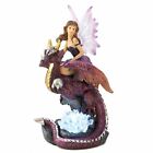 Beautiful Fairy Maiden Dragon Rider With Glowing Crystal Figurine Home D   cor