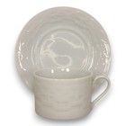 Studio Nova French Basket White Flat Tea Cup Saucer Set M2075 Japan Vintage 1987