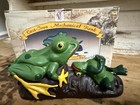 Vintage Cast Iron Coin Leaping Jumping Frog Mechanical Bank Doorstop 8    With Box