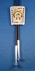 Vtg Navajo Sterling Silver Inlay Sunface Bolo Tie Signed G Montano Cord Tips 43g