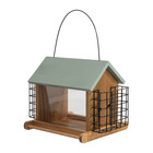 Wood Hopper Bird Feeder Double Suet Cages Large 10 Lb Capacity Hanging Garden