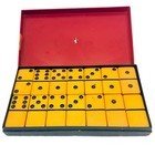 Vintage Crisloid Top Grade Butterscotch Bakelite catalin Dominoes In Orig Box