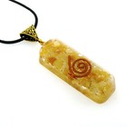 Golden Healer Quartz Orgone Pendant   Cord Necklace   Free Gold Chain Emf   5g