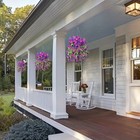 Uv Resistant Faux Silk Morning Glory Hanging Flowers For Outdoor Decor 2 Pc Red