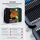 Kalour 120 Colored Pencils Set With Carry Case  Sketchbook  Blender  Sharpene   