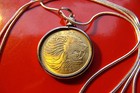 Big Golden Brass Gem African Lion Coin Pendant On A 30  925 Silver Snake Chain