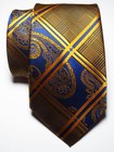 New Classic Paisley Gold Dark Blue Jacquard Woven Silk Men s Tie Necktie