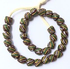 Ghana Brown And Green Swirl Recycled Glass Short Strand African Trade Beads
