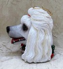 White Poodle Dog Head 4-inch Christmas Ornament Holiday Kisses Pet Holiday