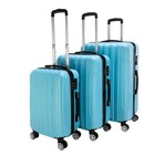 3pcs Travel Luggage Set Bag Abs Trolley Suitcase W tsa Lock Blue Rolling