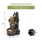 Luxenhome 25 Resin Water Fountain Outdoor Puppy And Bird Outdoor Fountain