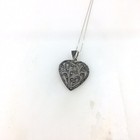 Vtg 925 Sterling Silver Marcasite Art Deco Heart Pendant Necklace 