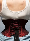 New Defective 201 34    Authentic Ruby Red Shantung Steel Boned Underbust Corset