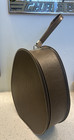 Vintage Train Case Suitcase Oval Teardrop Egg Shape Brown Zipper Closure Handle