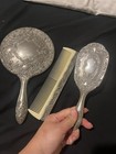 Vintage Godinger Vanity Dresser Set 3 Piece Silver Plate Hand Mirror Brush Comb