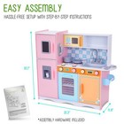 Lil  Jumbl Kids Play Kitchen Set  Pretend Wooden Kitchen Playset  Colorful Pink