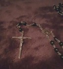 Rare Antique 23 Inch Rosary Black Oddities Vintage Jesus Crucifix Mary Pope