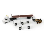 Peterbilt Truck White W  Trailer Steer Loader 1 64 Scale - Diecast Masters 84676