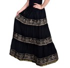 Women Traditional Ethnic Rajasthani  Flared Gold Print Long Skirt Elastic With