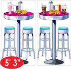 Soda Shop Tables   Stools Props Party Accessory  1 Count   2 pkg 