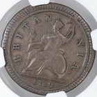1719 Great Britain King George I Halfpenny Ngc Vf25bn S-3660a Ornate Straps