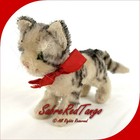 Rare Vintage Steiff Mohair Tabby Cat With Green Glass Eyes