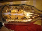 Bamboo Hand Made Model Ship In A Round Glass Bottle 