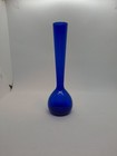 Vintage 8    Hand Blown Cobalt Blue Glass Stem bud Vase Sleek Style 