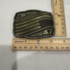 Western American Flag Belt Buckle Antique Brass Usa Patriotic Cowboy Rodeo