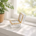 Vtg French Baccarat Style Jewelry Casket Box Heavy Crystal Glass With Hinged Lid