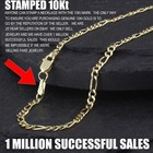 Guaranteed 10k Gold Figaro Link Chain 9  Ankle Bracelet Anklet 2 5mm
